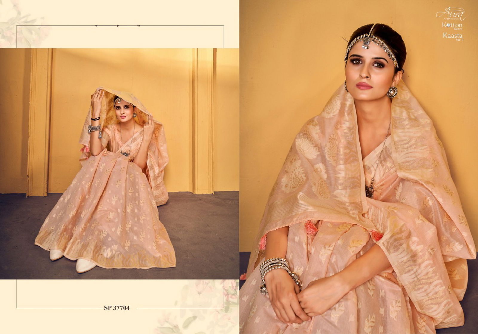 Aura Kaasta 3 Wholesale Cotton Festive Wear Saree Catalog
